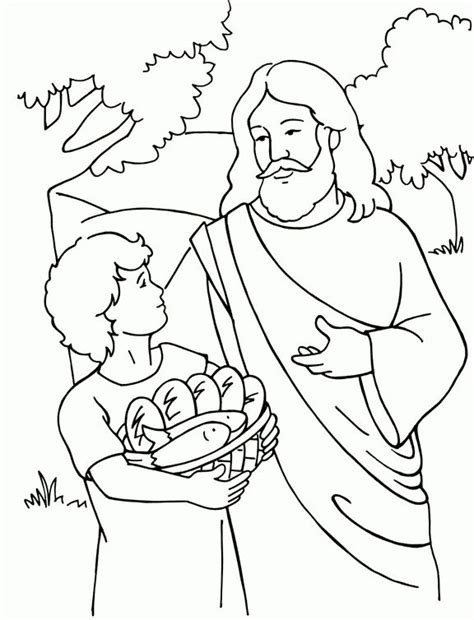Crackers (or bread) and sardines! Jesus Feeds 5000 Coloring Pages | Christian coloring ...