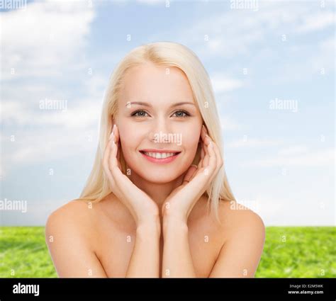 Beautiful Woman Touching Her Face Skin Stock Photo Alamy