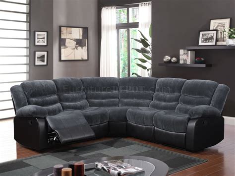 U93935 Motion Sectional Sofa In Grey Fabric By Global