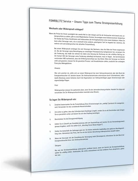 Wenn sie widerspruch gegen die sperrzeit beim arbeitsamt einlegen möchten, kann dies auf zwei wegen der widerspruch gegen die sperrzeit beim arbeitsamt sollte folgendem muster folgen Widerspruch Strompreiserhöhung | Vorlage zum Download