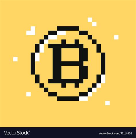 Bitcoin Symbol Pixel Art Cryptocurrency Royalty Free Vector