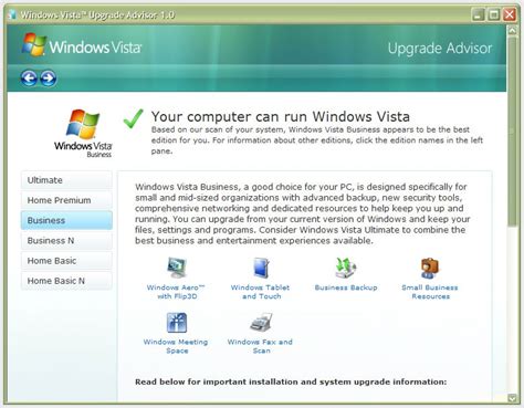 Windows Vista Upgrade Advisor Technology Tales