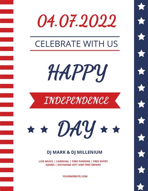 Happy Independence Day Flyer Template Free  Illustrator Word