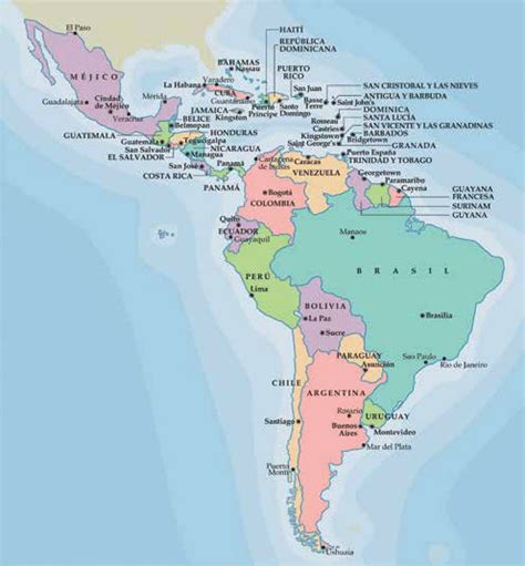 Mapa Pol Tico De Am Rica Latina Con Las Capitales Las Fronteras My