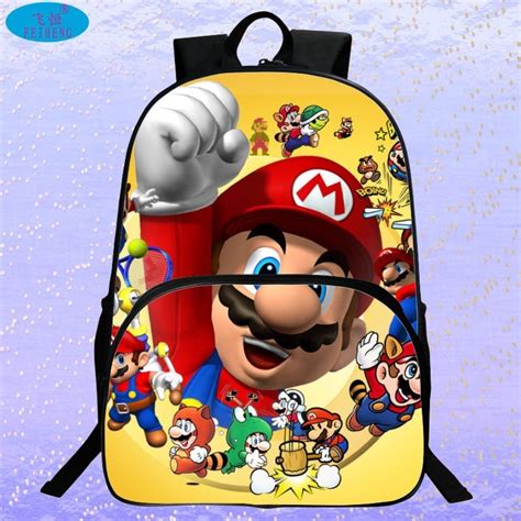 New 2017 Hot Sale Childrens 3d Cartoon Backpack Cool Super Mario