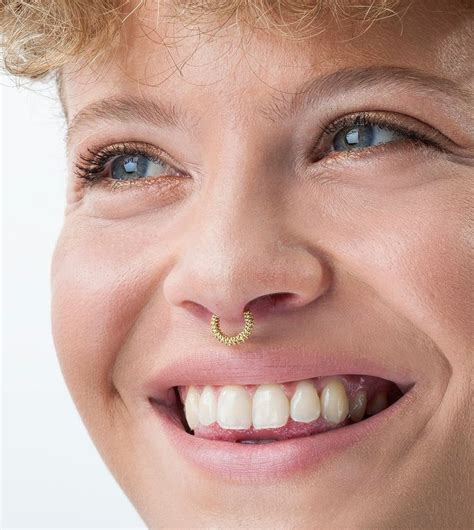 14k Gold Septum Ring Unique Septum Piercing Gold Septum Etsy Nose