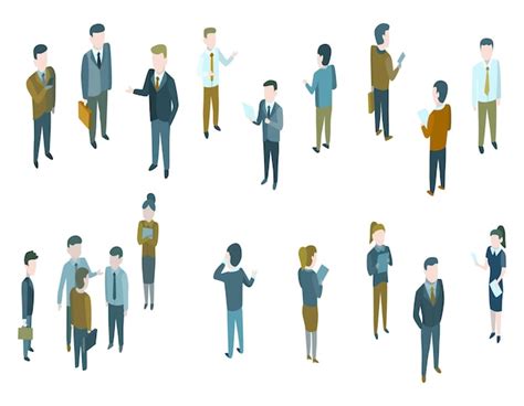Premium Vector Business Isometric People In Formal Suit Discuss Or