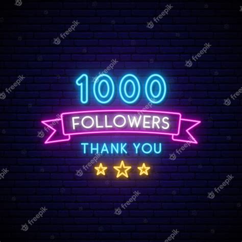 Premium Vector 1000 Followers Neon Sign