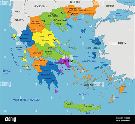 Mappa Politica Della Grecia Colorata Con Strati Chiaramente Etichettati