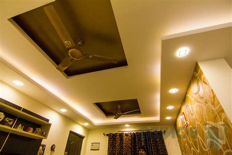 It has 5 blades from walnut to medium oak and will be perfect for rooms with the area large and powerful ceiling fan by home decorators suits contemporary spaces. Pop Ceiling Design For Hall With 2 Fans - New Blog ...