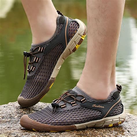Mens Summer Casual Breathable Shoes Men Mesh Barefoot Water Skin Shoes