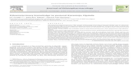 Journal Of Ethnopharmacology Ethnoveterinary Knowledge In Pdf Document