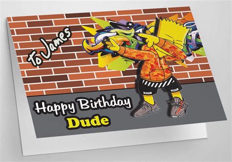 Bart Simpson Dabbing Birthday Card Personalised With Etsy Uk