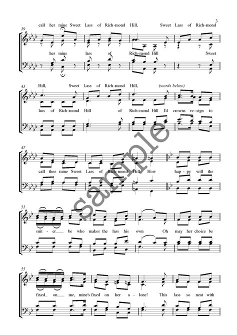 Sweet Lass Of Richmond Hill Satb Alan Simmons Music Choral Sheet Music For Choirs And Schools