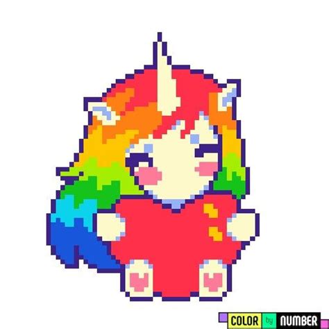 Rainbow Unicornsupport Colors By Numbers For More Pixel Art