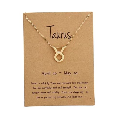 Zodiac Necklace Gold Plated Horoscope Pendant Statement Etsy Taurus