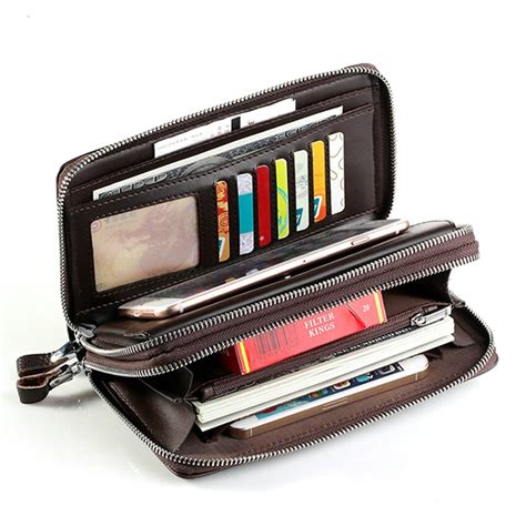 Business Men Wallets Leather Cell Phone Clutch Wallet Purse Hand Bag