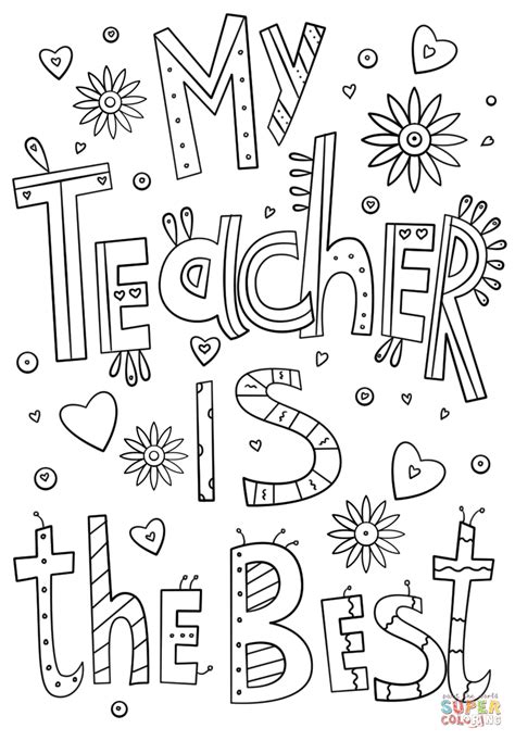 My Teacher Is The Best Doodle Coloring Page Free Printable Coloring Pages