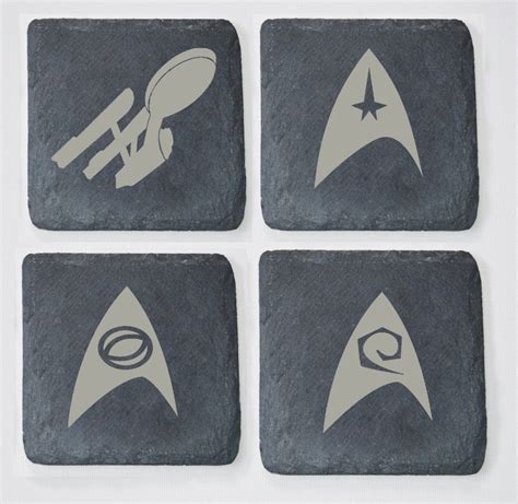 Star Trek Engraved Slate Coasters Star Trek Fans Trekkie Etsy
