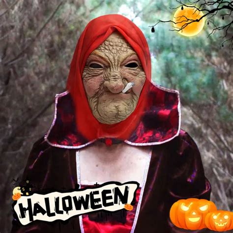 Smoking Granny Old Nana Latex Mask Lady Grandma Wrinkled Face Halloween