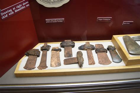 Copper Axe Blades And Copper Covered Stone Axe From Etowah Mounds