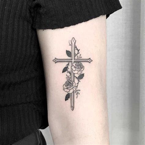 Floral Cross By Nudy Tattooer