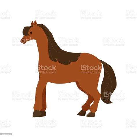 Cartoon Brown Pony Isolated On White Background Little Horse Stock