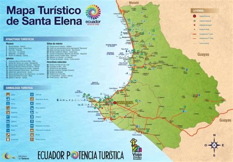 Tourist Attractions Map Of Santa Elena Ecuador Planetandes