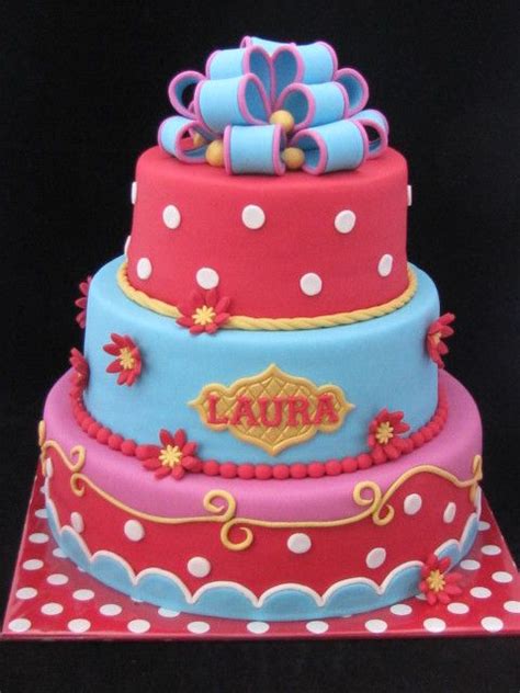 What A Beautiful Fondant Cake Full Of Color Fun Cakes Awesome Cakes