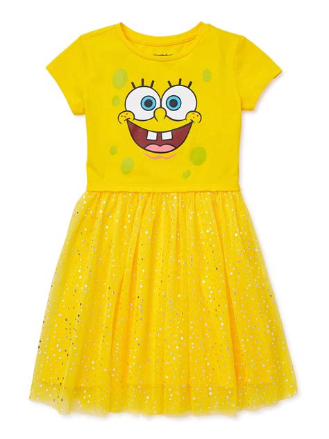 Spongebob Girls 4 12 Foil Mesh Tutu Dress