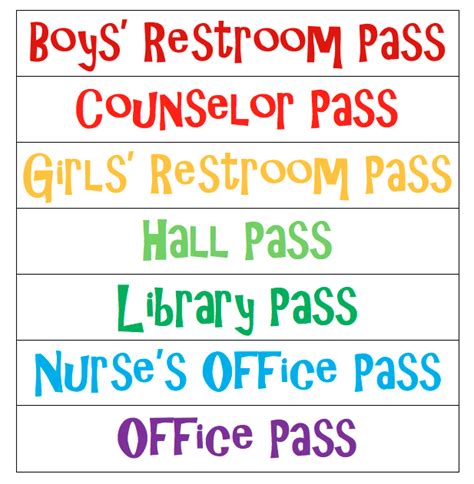 Hall Pass Template Sheet Teachers Resources