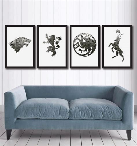 Game Of Thrones Canvas Wall Art Set Of 4 Coats Of Arms Got
