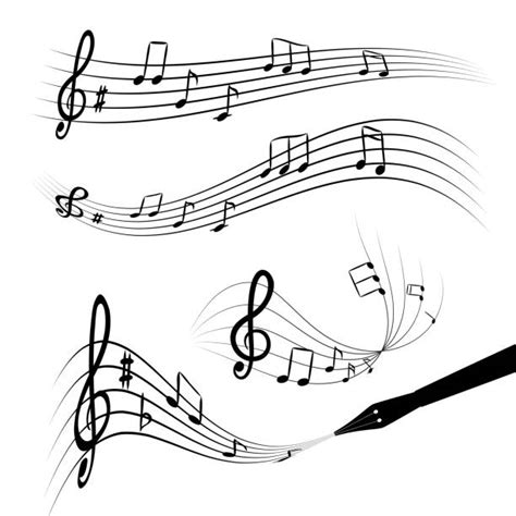 Flowing Music Notes Drawing Illustrations Royalty Free Vector Graphics