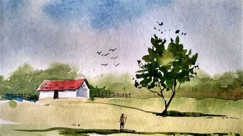 Simple Watercolor Landscape Painting Watercolor Painting For Beginners