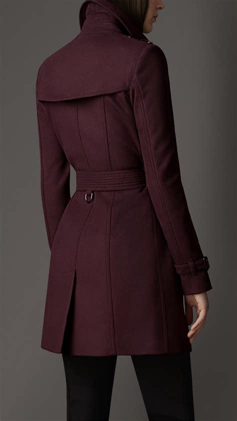 Lyst Burberry Midlength Slim Fit Wool Cashmere Trench Coat In Purple