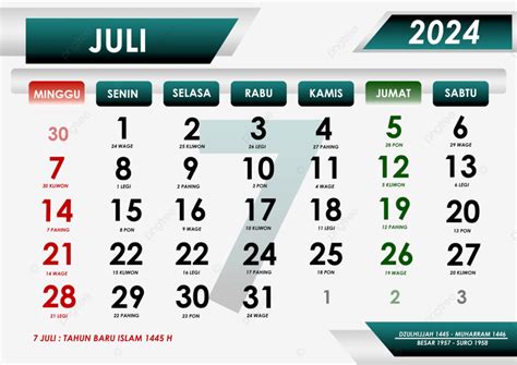 Kalender Juli 2024 Bersamaan Dengan Tanggal Merah Hari Raya Jawa Dan