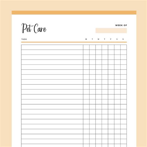 Printable Daily Pet Care Chart Plan Print Land