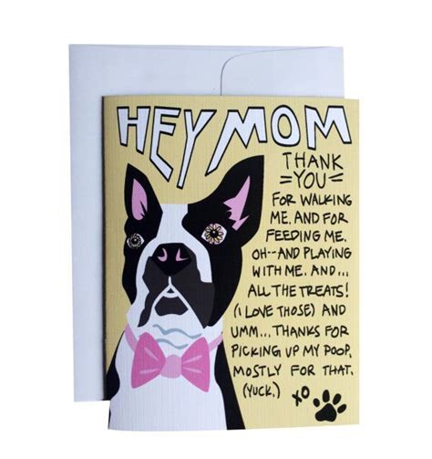 From The Dog Funny Boston Terrier Mothers Day Card For Dogmom Boston