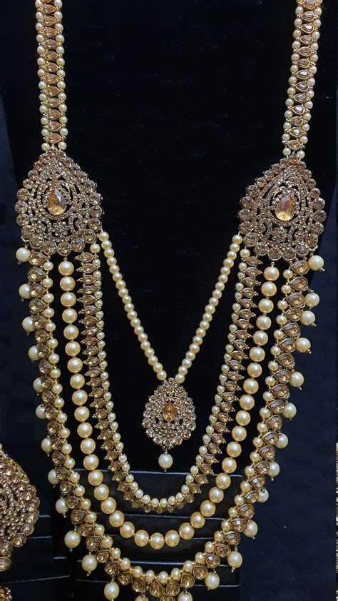 Pakistani Indian Punjabi Rhinestone Crystal Pearls Gold Maala Etsy Uk