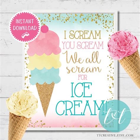 I Scream You Scream Sign 8x10 Instant Download Etsy