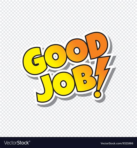 Good Job Cartoon Text Sticker Royalty Free Vector Image