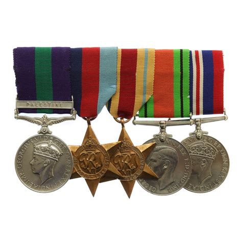 Gsm Clasp Palestine And Ww2 Prisoner Of War Medal Group Of Five