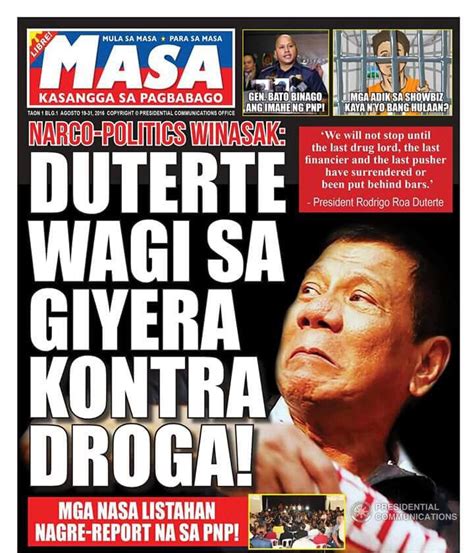 Palace Highlights Anti Drug War In First Issue Of Govt Tabloid Gma