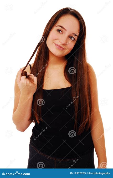 Young Flirtatious Lady White Background Young Beautiful