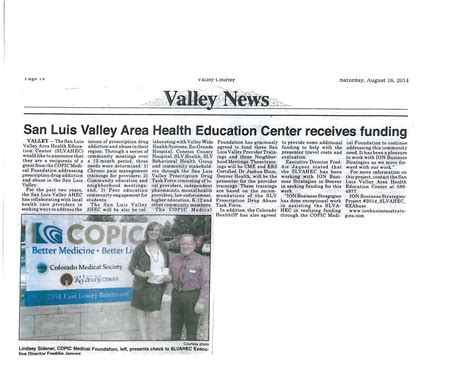 SLV AHEC was featured in the Valley Courier newspaper regarding recent