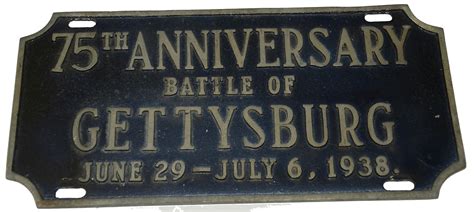 75th Anniversary Battle Of Gettysburg Souvenir License Plate — Horse