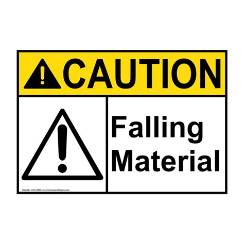 Ansi Caution Falling Material Sign Ace 8090 Construction