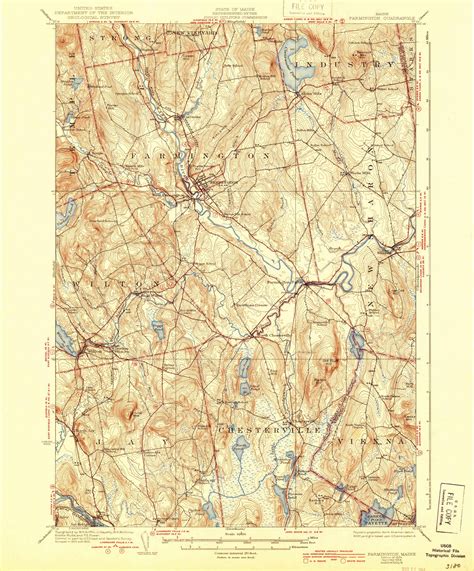 Farmington Maine 1924 1944 Usgs Old Topo Map Reprint 15x15 Me Quad