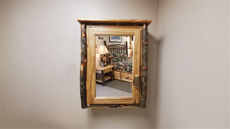 Hickory Medicine Cabinet With Mirror — Ez Mountain Rustic Furniture