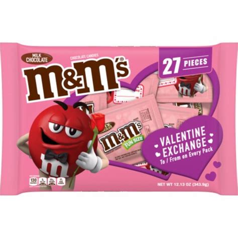 Mandms Milk Chocolate Fun Size Valentine Chocolate Candy Bag 1213 Oz